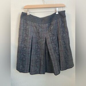 NWOT Ann Taylor Loft Wool Gray Skirt A-Line Embroidered & Beaded Size 14P